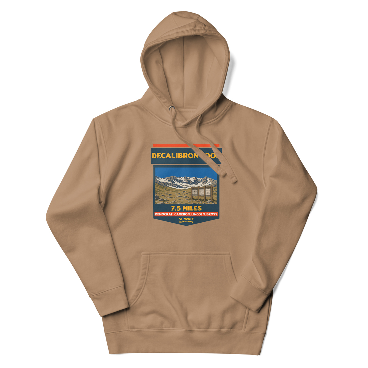 Decalibron Loop hoodie featuring Mount Democrat, Mount Cameron, Mount Lincoln and Mount Bross, Colorado 14er hiking apparel for peak baggers