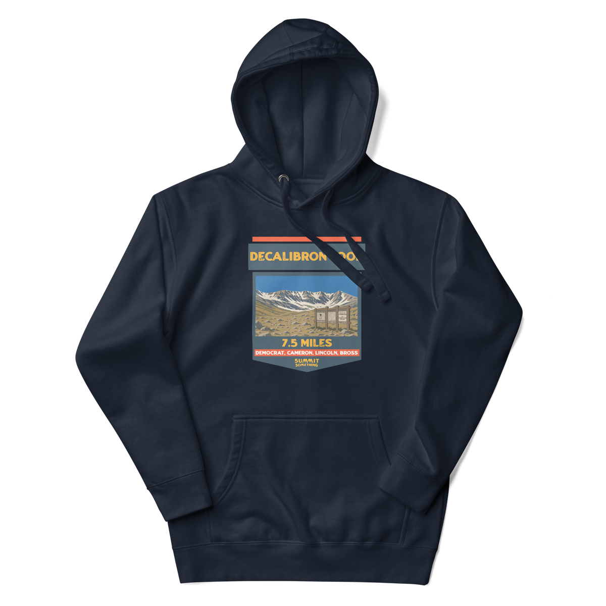 Decalibron Loop hoodie featuring Mount Democrat, Mount Cameron, Mount Lincoln and Mount Bross, Colorado 14er hiking apparel for peak baggers