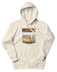 Oatmeal color Colorado National Monument hoodie featuring Colorado hiking and red rock landscape artwork, outdoor apparel and gift for hikers and national park adventurers.
