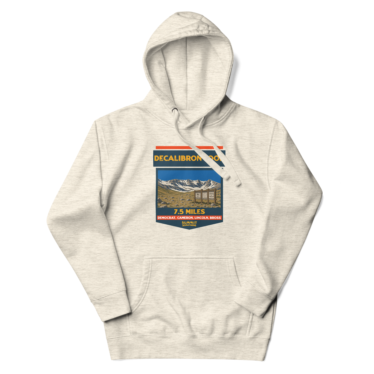 Decalibron Loop hoodie featuring Mount Democrat, Mount Cameron, Mount Lincoln and Mount Bross, Colorado 14er hiking apparel for peak baggers