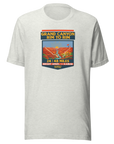 Ash Grand Canyon Rim to Rim hiking shirt featuring Bright Angel and North Kaibab Trail inspired artwork, achievement t-shirt for Grand Canyon hikers