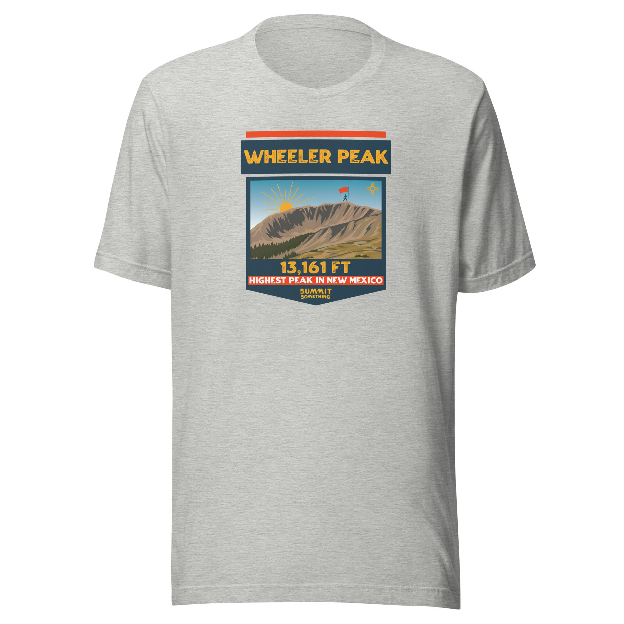 Athletic Heather Mt. Wheeler t-shirt with image of the mountain and the 13,161 ft. elevation 