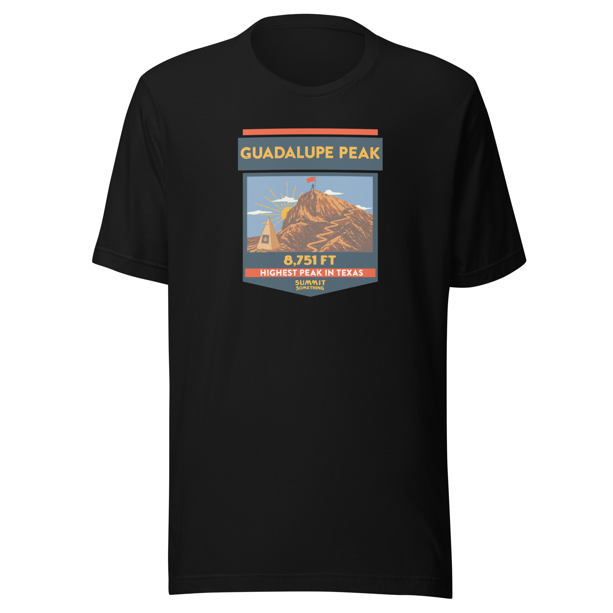 Guadalupe Peak shirt featuring 8,751 ft elevation, Texas Highpoint hiking apparel, perfect hiker or climber gift.