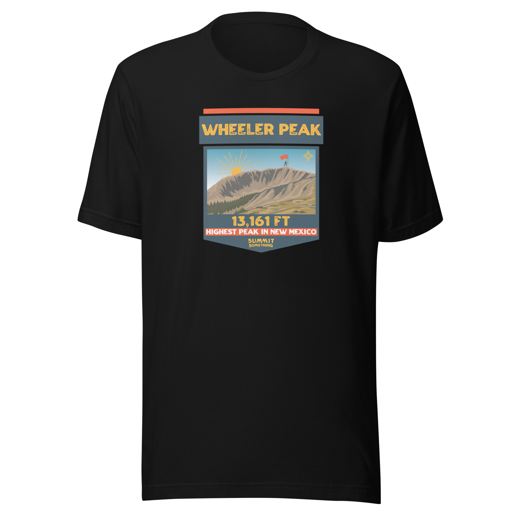 Black Mt. Wheeler t-shirt with image of the mountain and the 13,161 ft. elevation.
