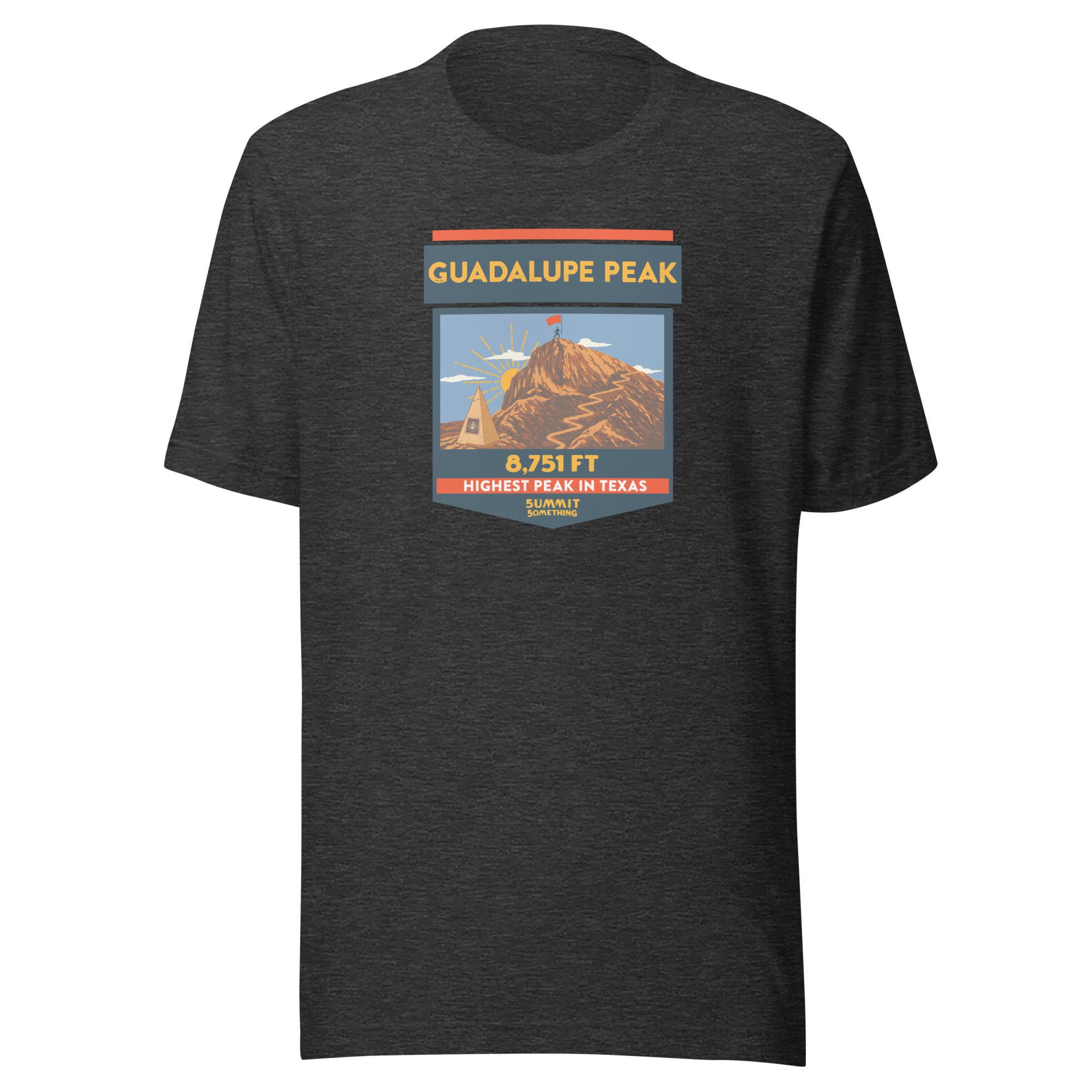 Guadalupe Peak shirt featuring 8,751 ft elevation, Texas Highpoint hiking apparel, perfect hiker or climber gift.