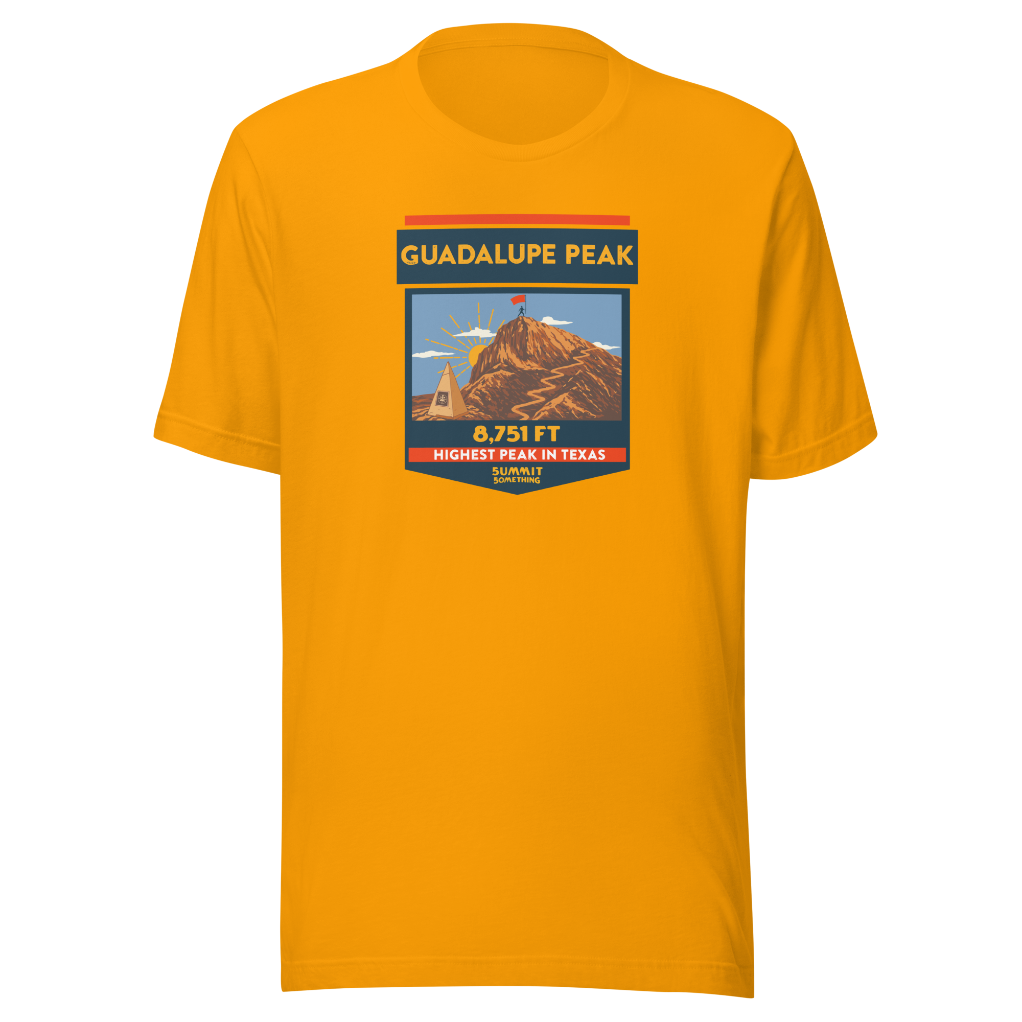 Guadalupe Peak shirt featuring 8,751 ft elevation, Texas Highpoint hiking apparel, perfect hiker or climber gift.