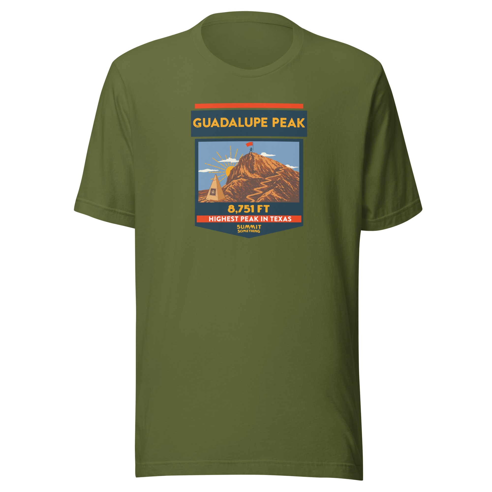 Guadalupe Peak shirt featuring 8,751 ft elevation, Texas Highpoint hiking apparel, perfect hiker or climber gift.
